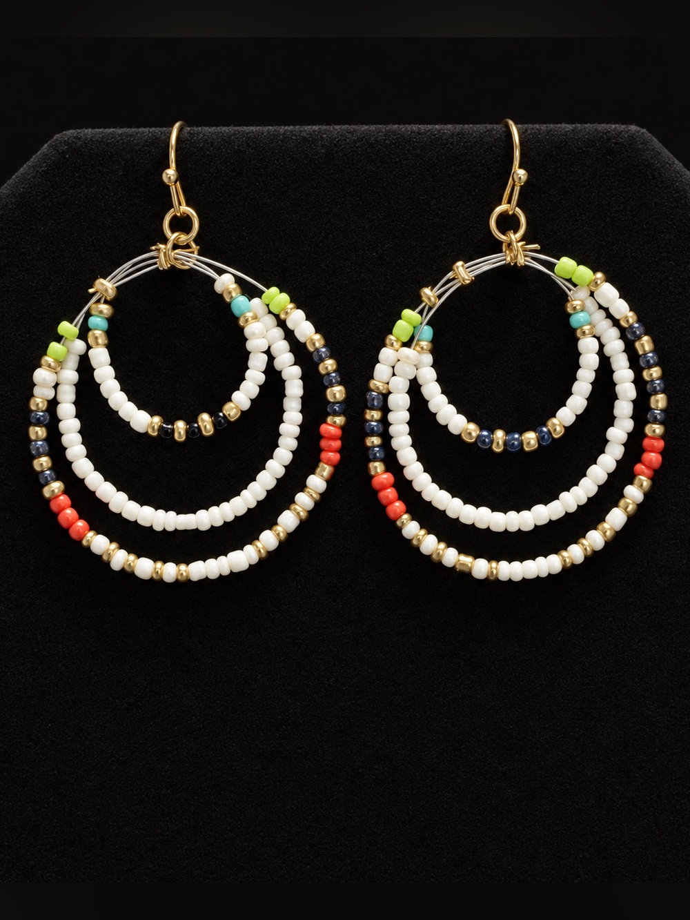 Multicolor Seed Bead Layered Hoop Earrings